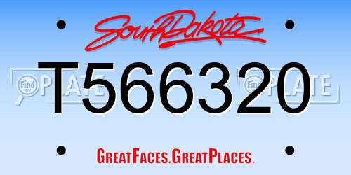 T566320 South Dakota License Plate