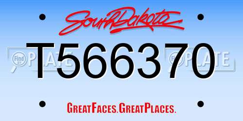 T566370 South Dakota License Plate