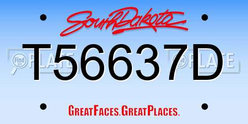 T56637D South Dakota License Plate