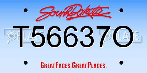 T56637O South Dakota License Plate