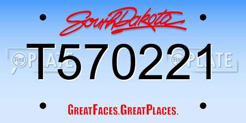 T570221 South Dakota License Plate