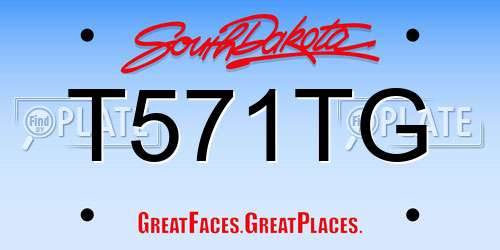 T571TG South Dakota License Plate
