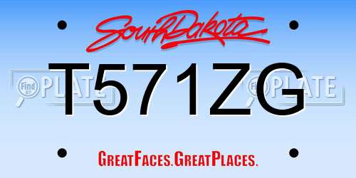 T571ZG South Dakota License Plate