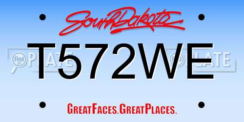 T572WE South Dakota License Plate