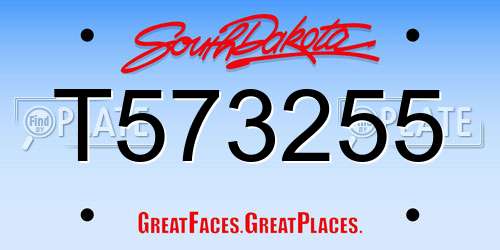 T573255 South Dakota License Plate