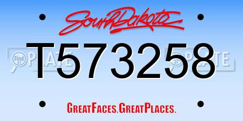 T573258 South Dakota License Plate