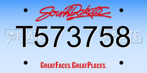 T573758 South Dakota License Plate