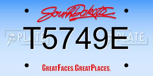T5749E South Dakota License Plate