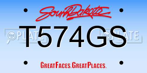 T574GS South Dakota License Plate