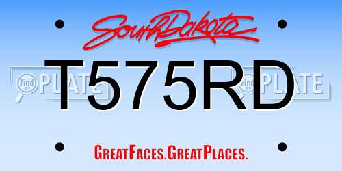T575RD South Dakota License Plate