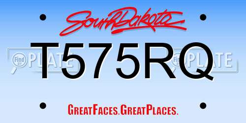 T575RQ South Dakota License Plate