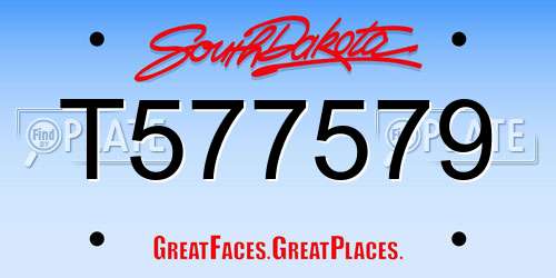 T577579 South Dakota License Plate