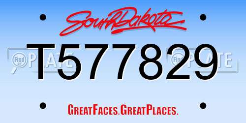 T577829 South Dakota License Plate
