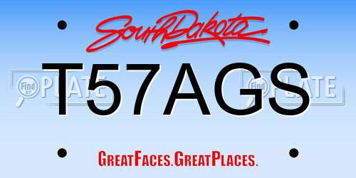 T57AGS South Dakota License Plate
