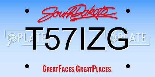T57IZG South Dakota License Plate