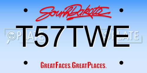 T57TWE South Dakota License Plate