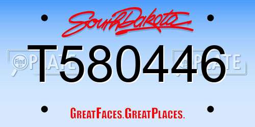 T580446 South Dakota License Plate