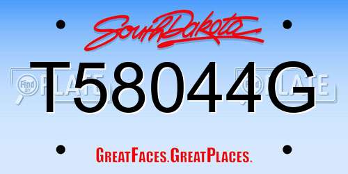 T58044G South Dakota License Plate