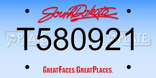 T580921 South Dakota License Plate