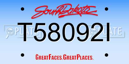 T58092I South Dakota License Plate