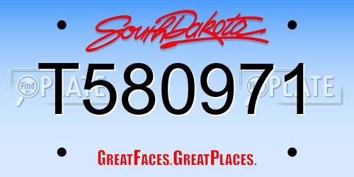 T580971 South Dakota License Plate