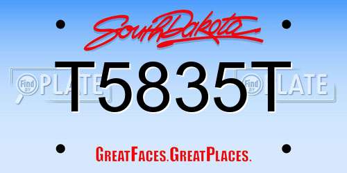 T5835T South Dakota License Plate