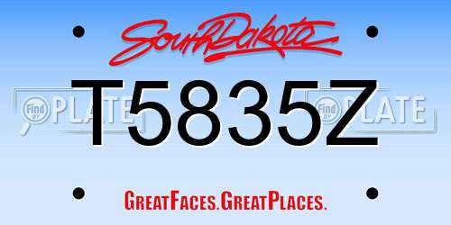 T5835Z South Dakota License Plate