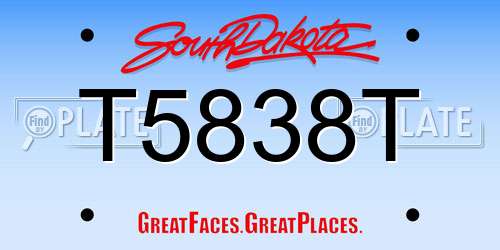T5838T South Dakota License Plate