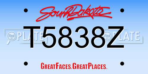 T5838Z South Dakota License Plate