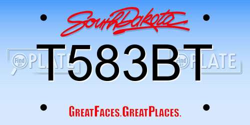 T583BT South Dakota License Plate