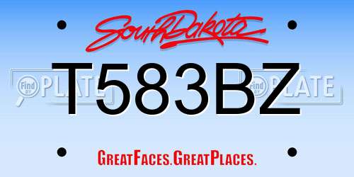 T583BZ South Dakota License Plate