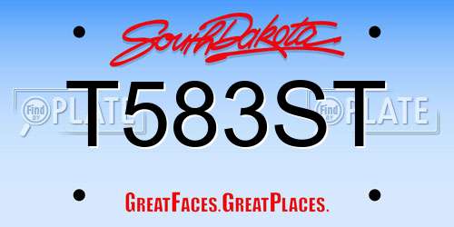 T583ST South Dakota License Plate