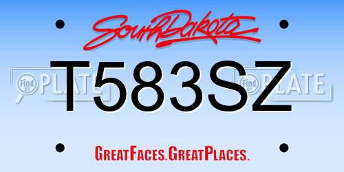 T583SZ South Dakota License Plate