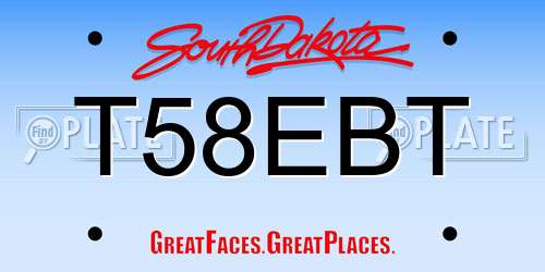 T58EBT South Dakota License Plate