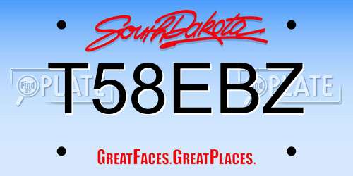 T58EBZ South Dakota License Plate