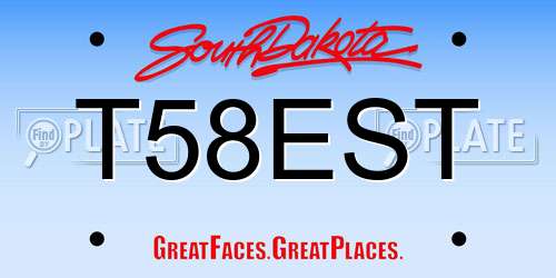 T58EST South Dakota License Plate