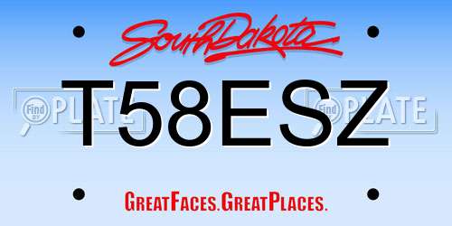 T58ESZ South Dakota License Plate