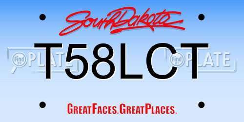 T58LCT South Dakota License Plate