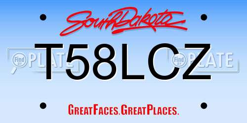 T58LCZ South Dakota License Plate