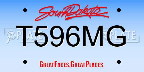 T596MG South Dakota License Plate