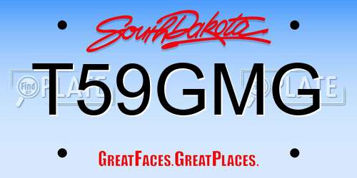 T59GMG South Dakota License Plate