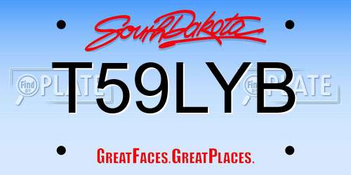 T59LYB South Dakota License Plate