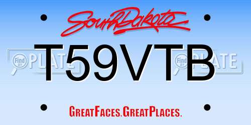 T59VTB South Dakota License Plate