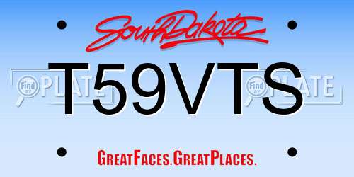 T59VTS South Dakota License Plate