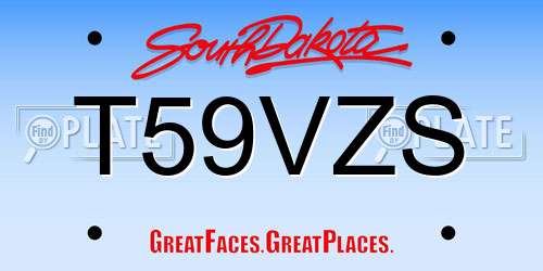 T59VZS South Dakota License Plate