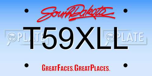 T59XLL South Dakota License Plate