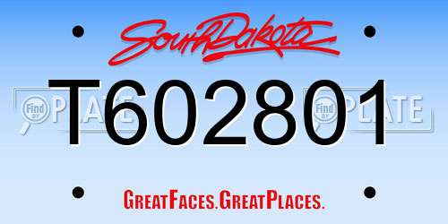 T602801 South Dakota License Plate