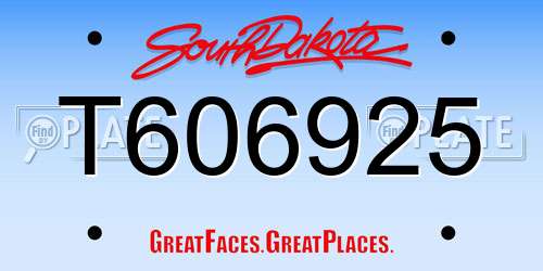 T606925 South Dakota License Plate