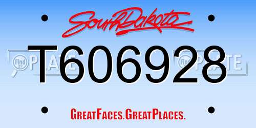 T606928 South Dakota License Plate
