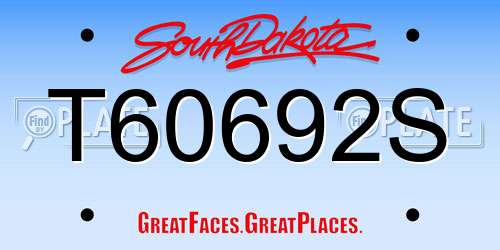 T60692S South Dakota License Plate
